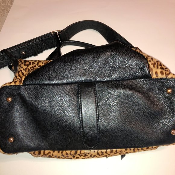 Aimee Kestenberg Tamitha Satchel Leopard Calf Hair Genuine Leather Purse - Picture 8 of 16
